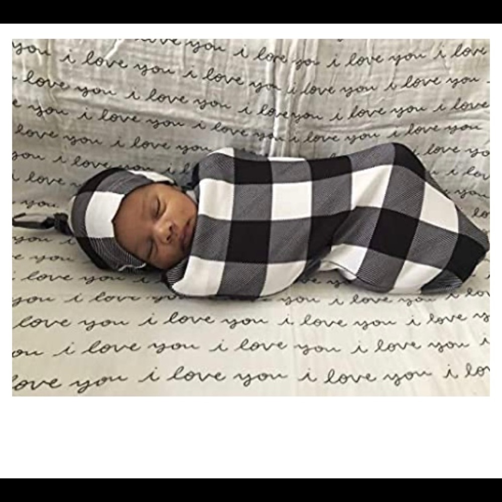 Itzy ritzy buffalo check cocoon swaddle & hat set